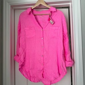 NWT Lilly Pulitzer pink linen button down shirt